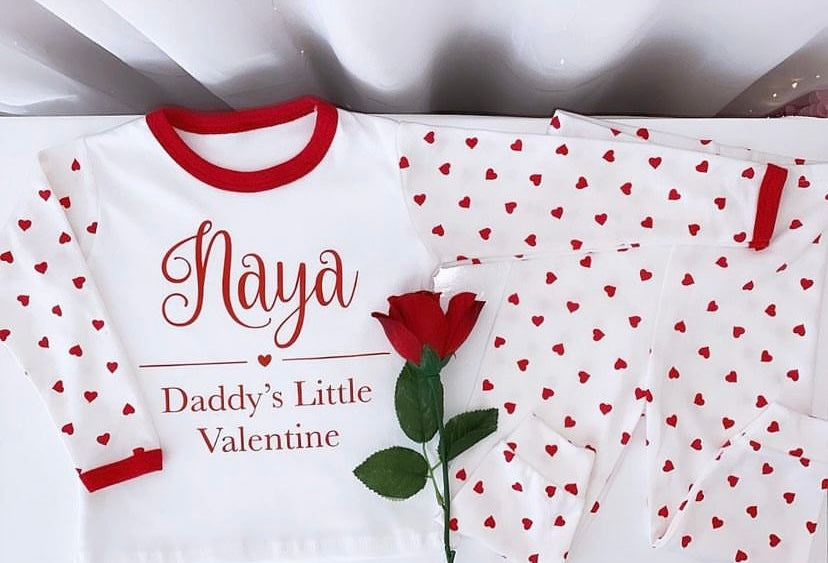 Valentines Day Heart print personalised pyjamas