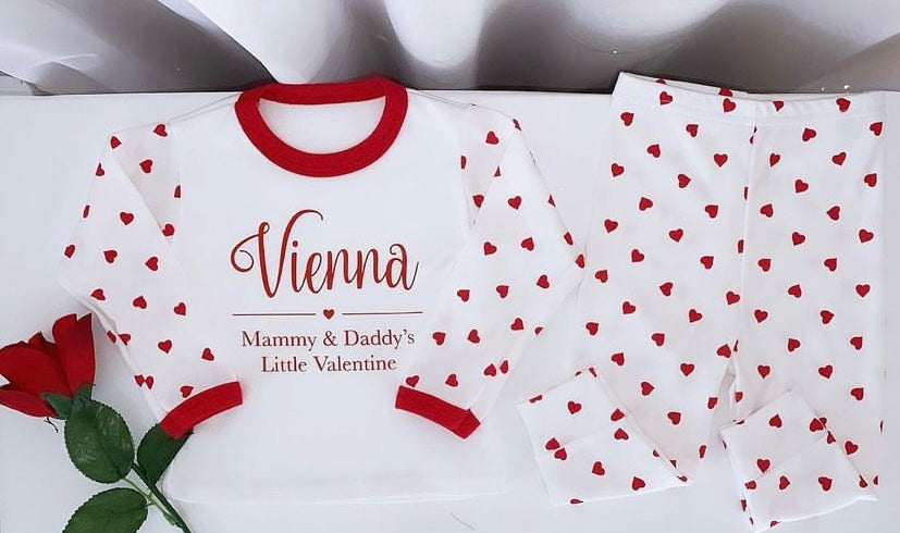 Valentines Day Heart print personalised pyjamas