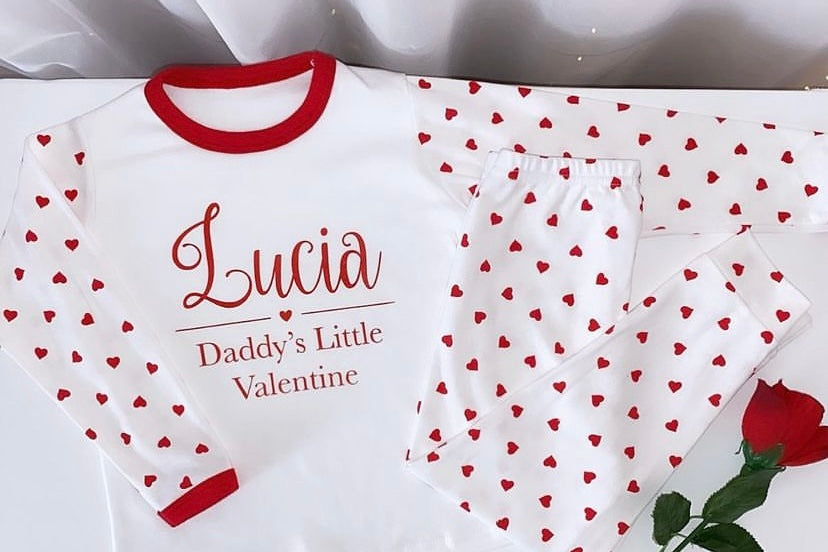 Valentines Day Heart print personalised pyjamas