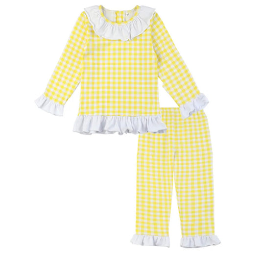 Girls Easter Pyjamas with frill neck