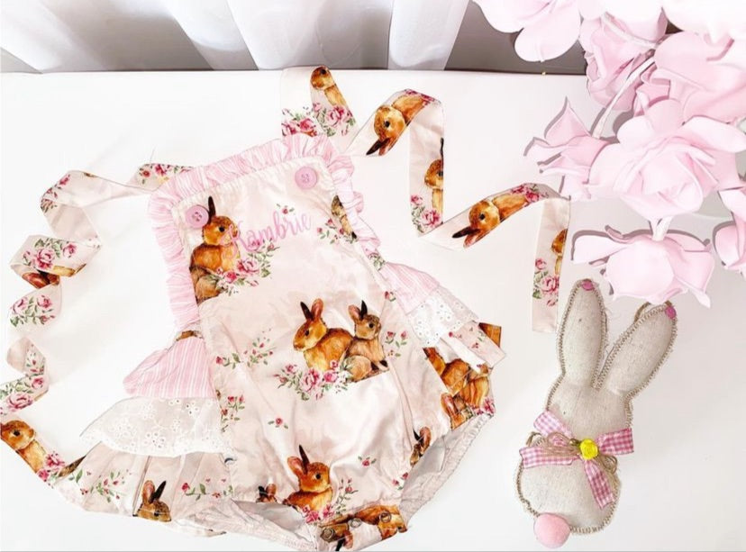 Girls Easter Bunny Personalised Romper