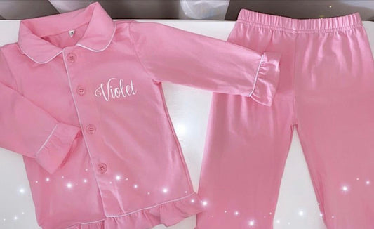 Personalised Pink button up birthday pyjamas