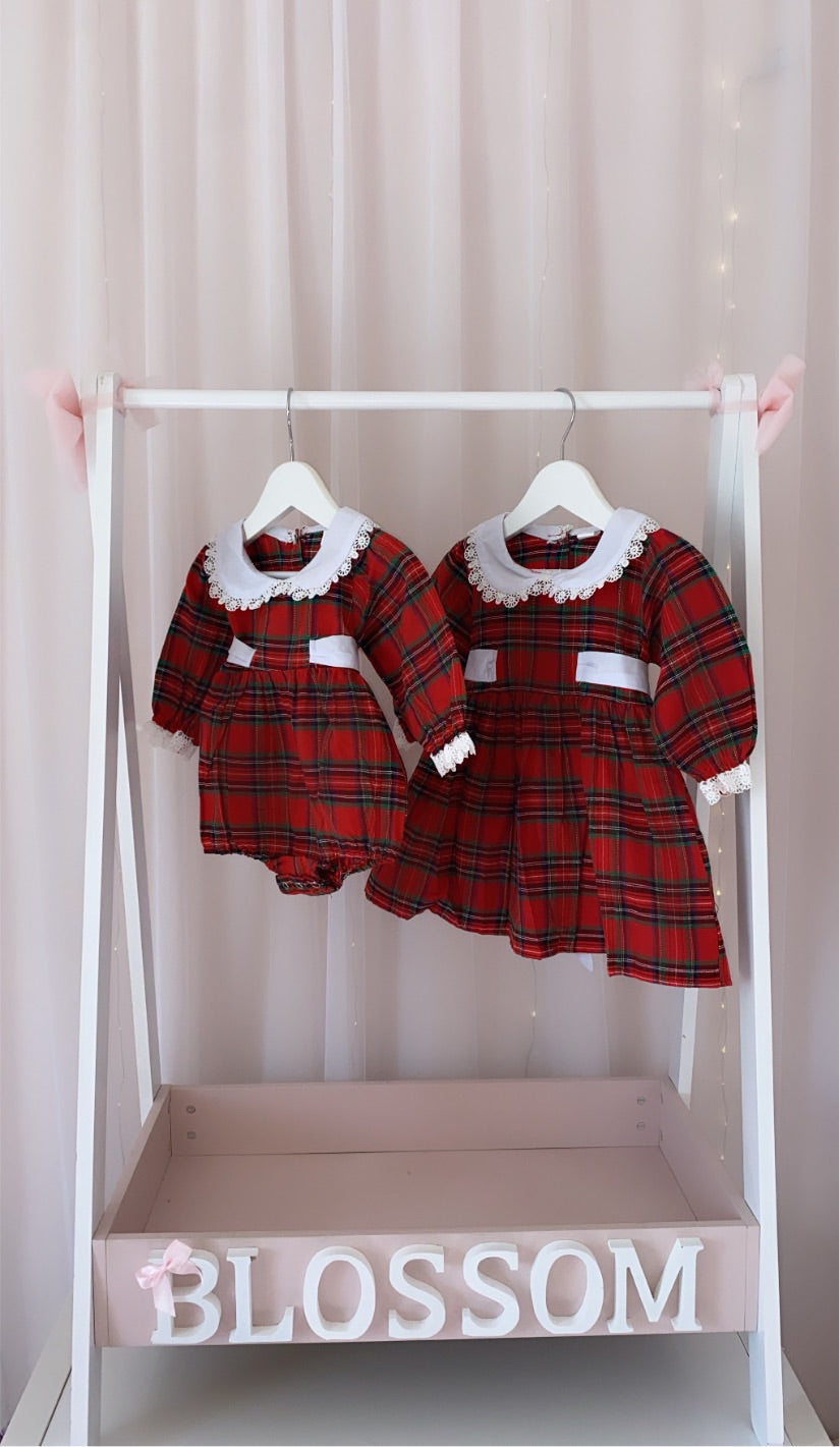 Matching Tartan Christmas romper and dress