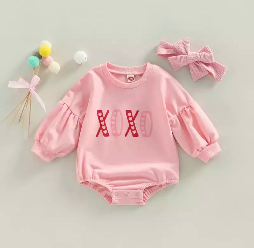 XOXO Pink Valentine’s Day Romper