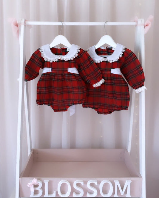 Matching Tartan Christmas romper and dress