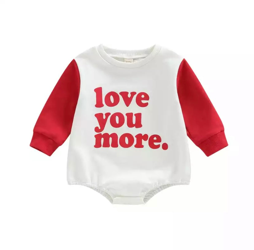 Love You More Valentines Day Romper